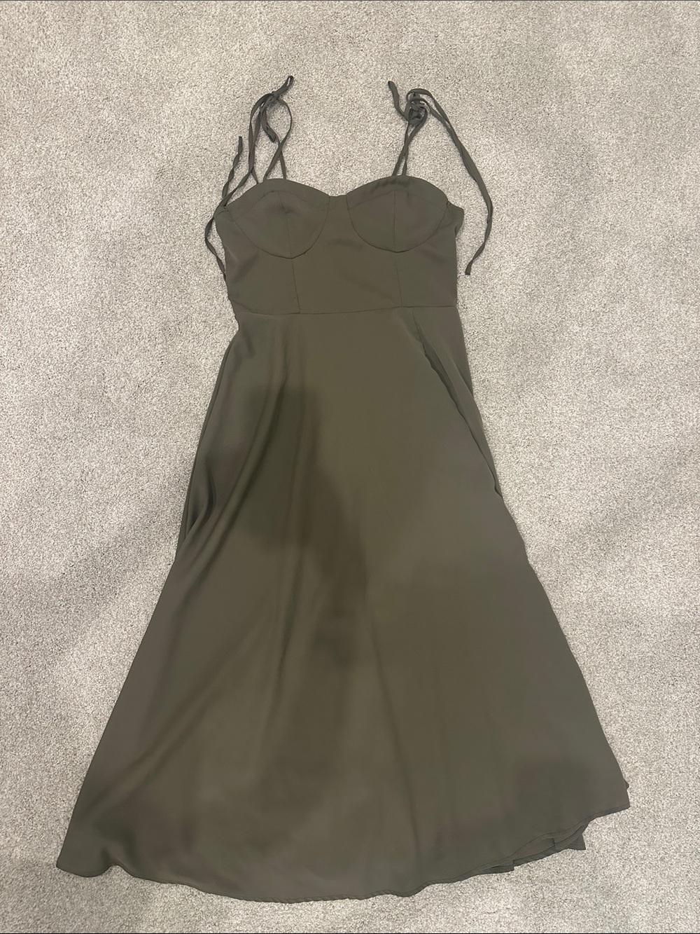 Olive Green Slip Dress with Tie Straps